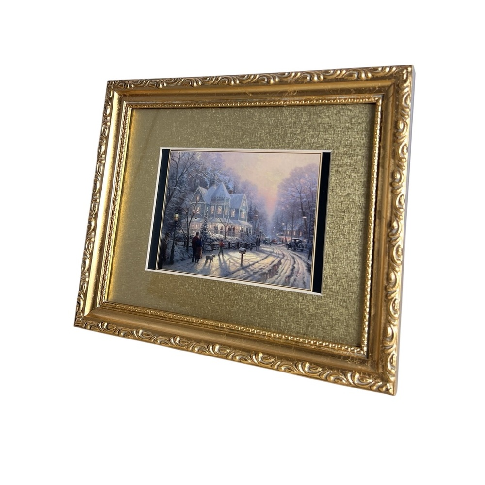 Thomas Kinkade‎ A Holiday Gathering Artwork in Gold Frame